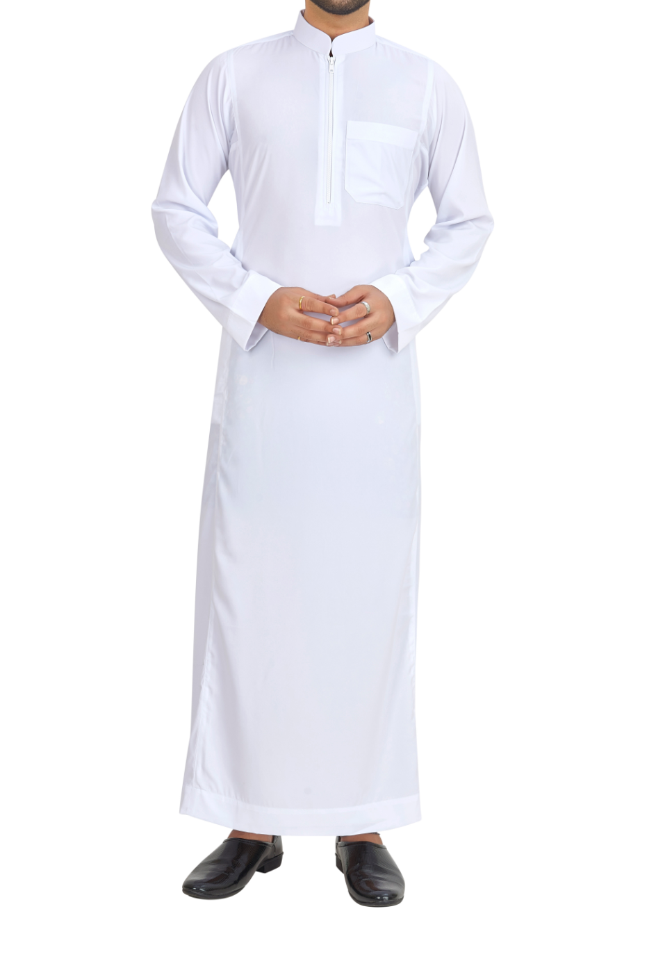 Mandarin Collar White Thobe