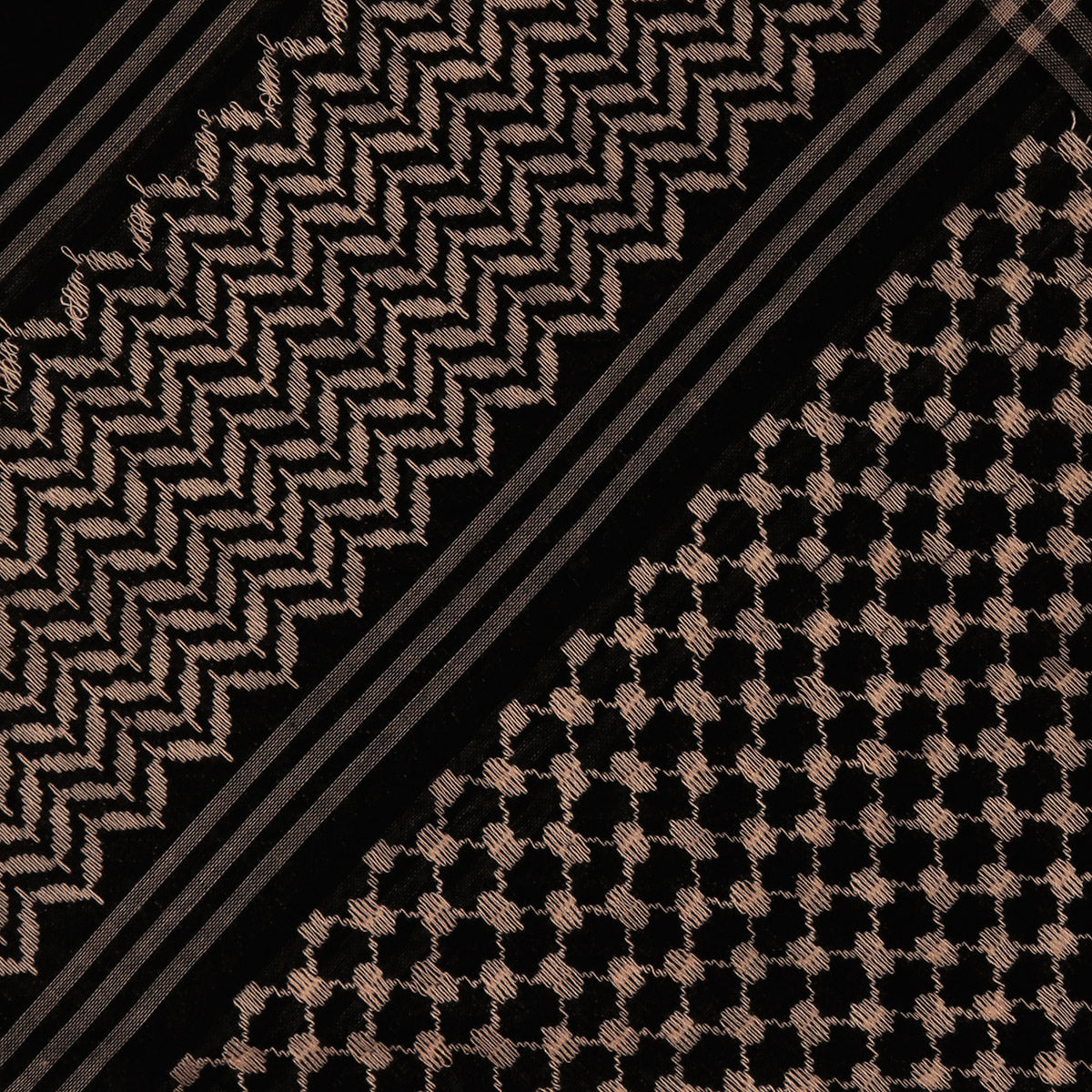 Arabian Black headscarf with Premium Gold Embroidery Shemagh