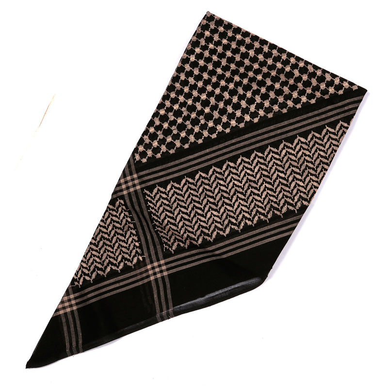 Arabian Black headscarf with Premium Gold Embroidery Shemagh