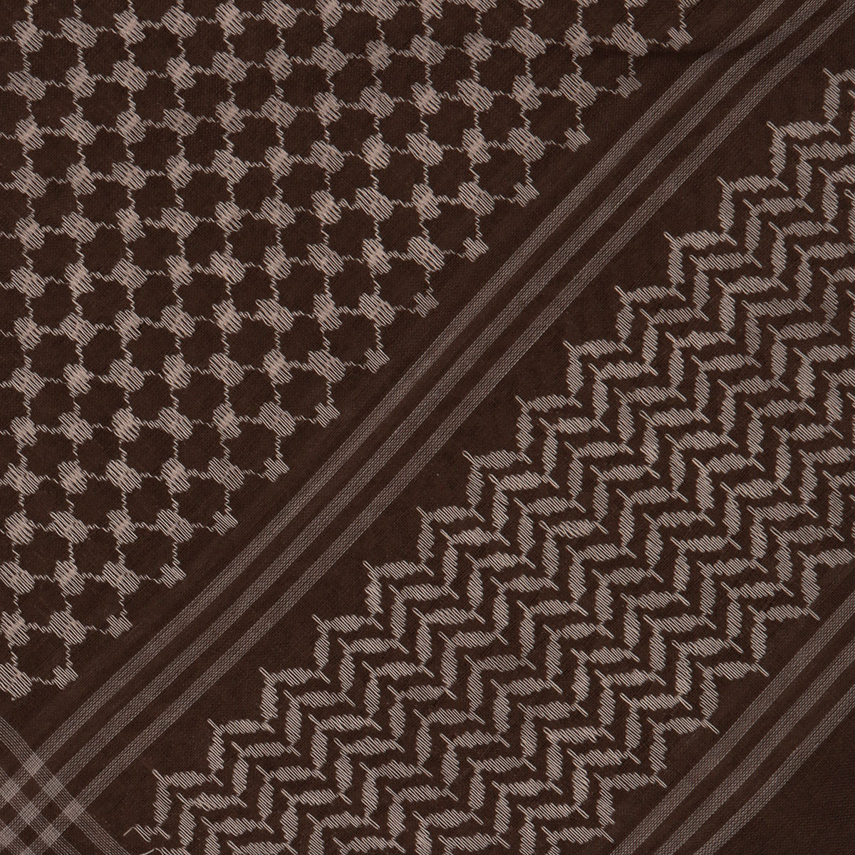 Arabian Khaki headscarf with Premium Embroidery Shemagh