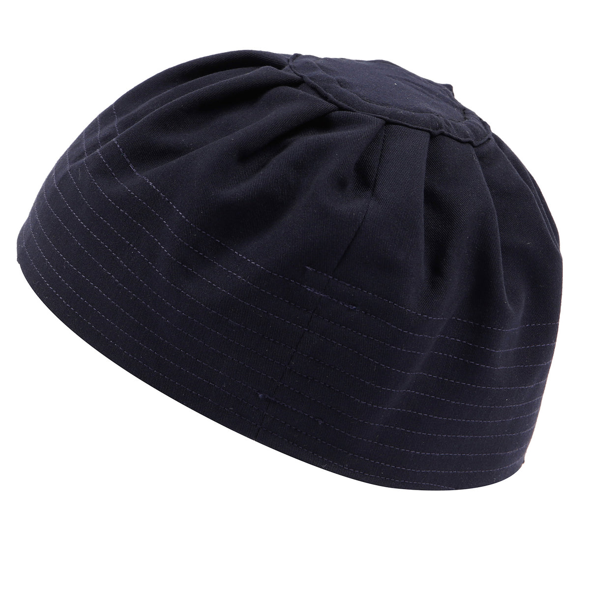 Navy Premium Kufi Prayer Hat with Pleats - Thobe London