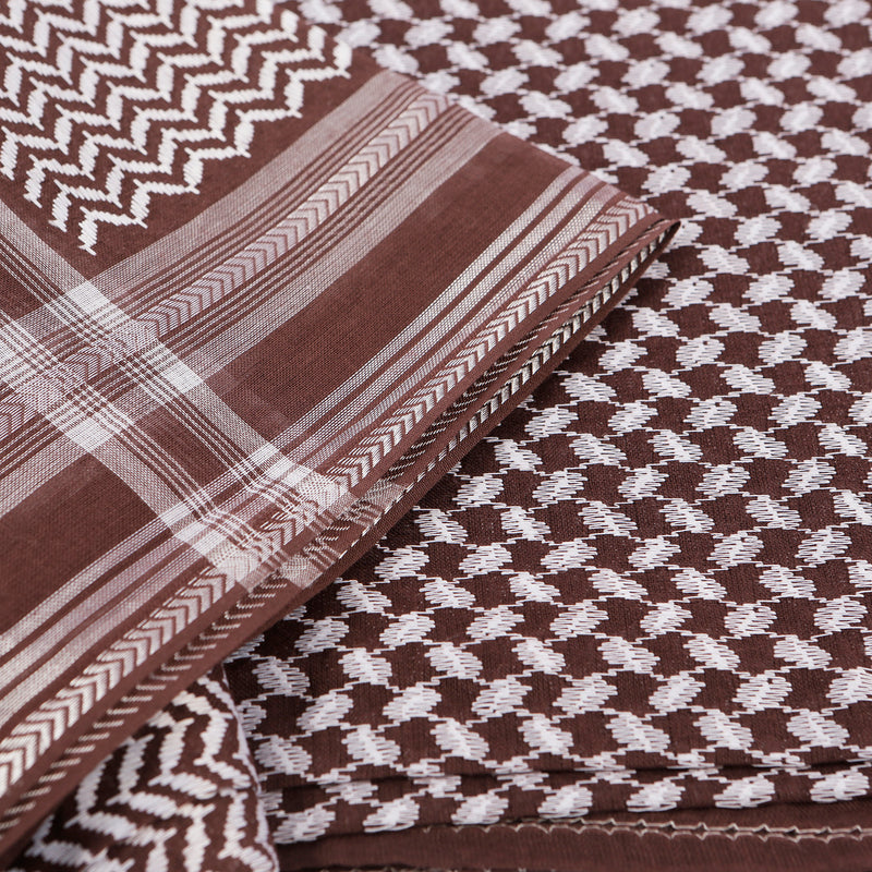 Arabian Maroon headscarf with Premium Embroidery Emirati Shemagh - Thobe London