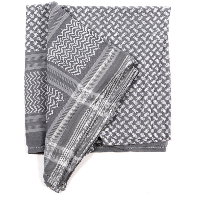 Arabian Grey headscarf with Premium Embroidery Emirati Shemagh