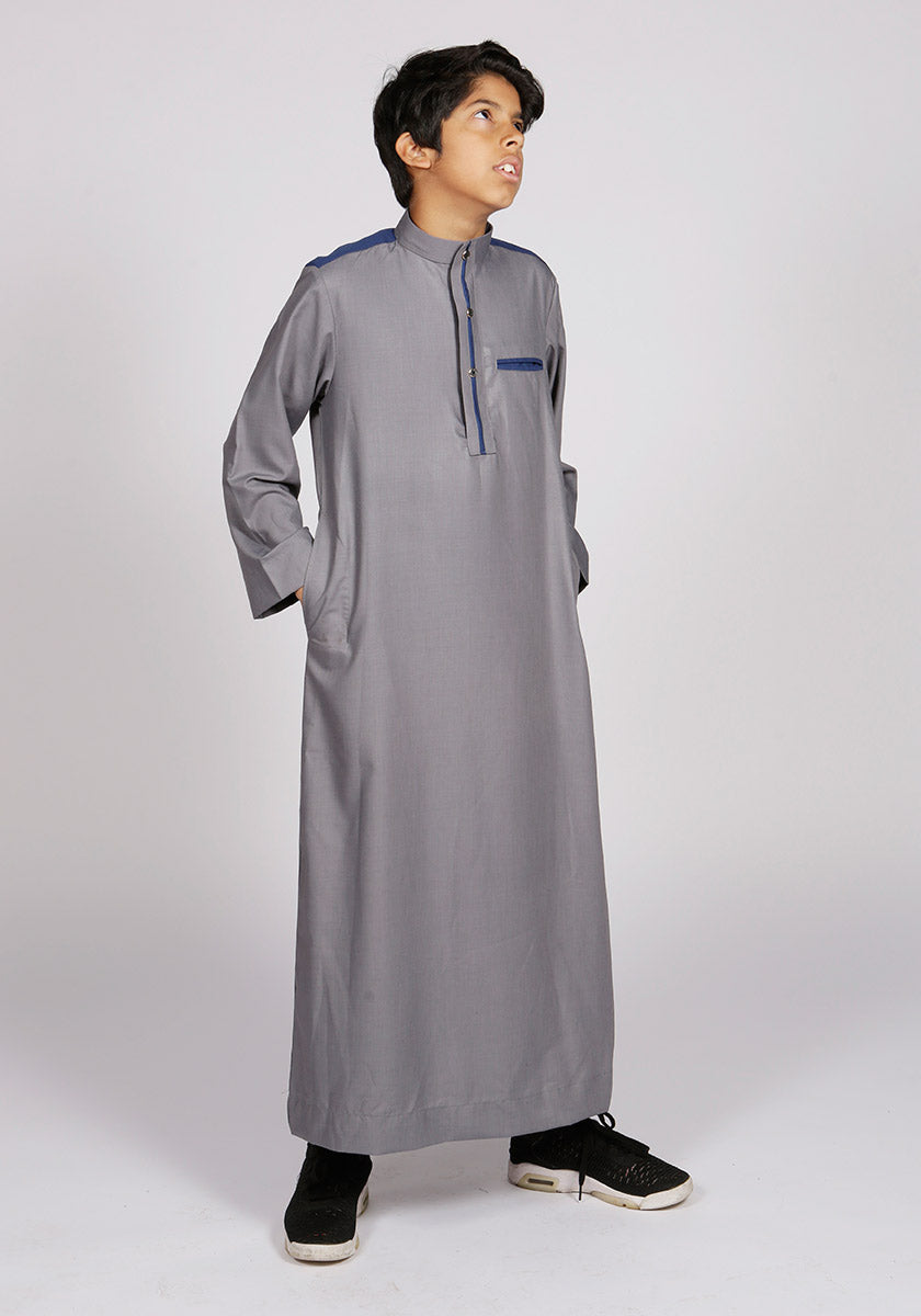 Grey Casual Jubba for Kids - Thobe London