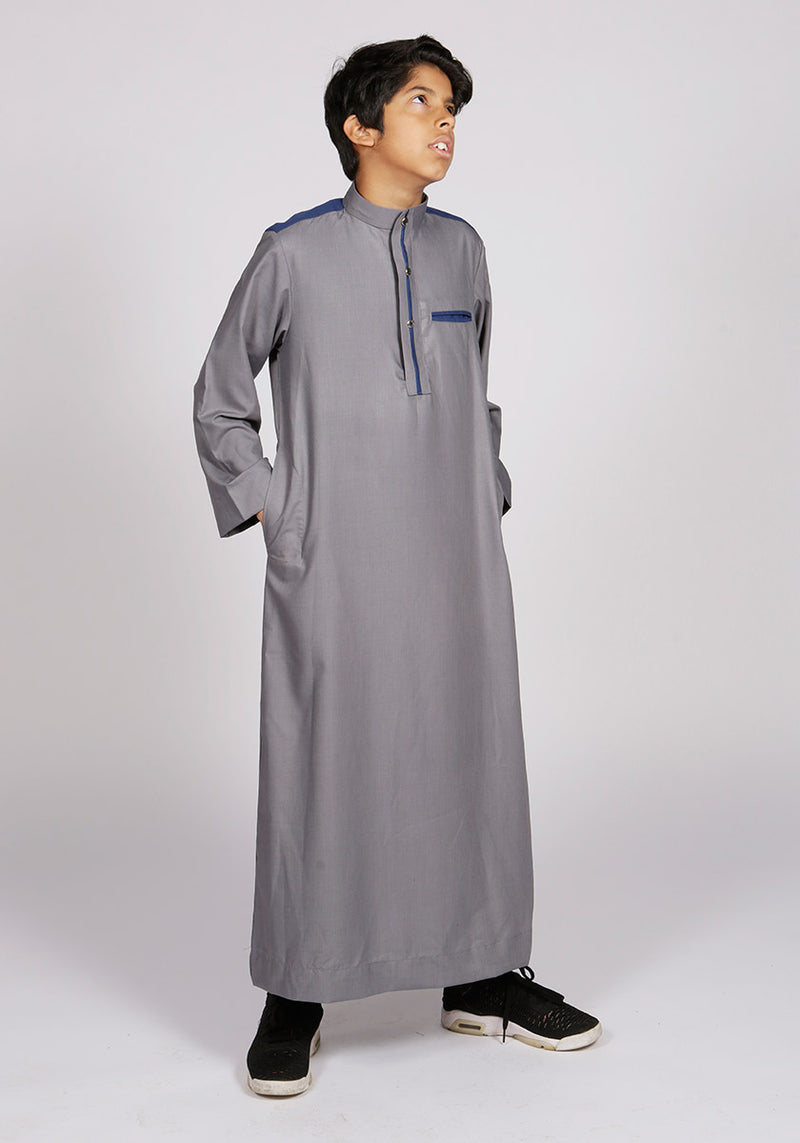 Grey Casual Jubba for Kids - Thobe London