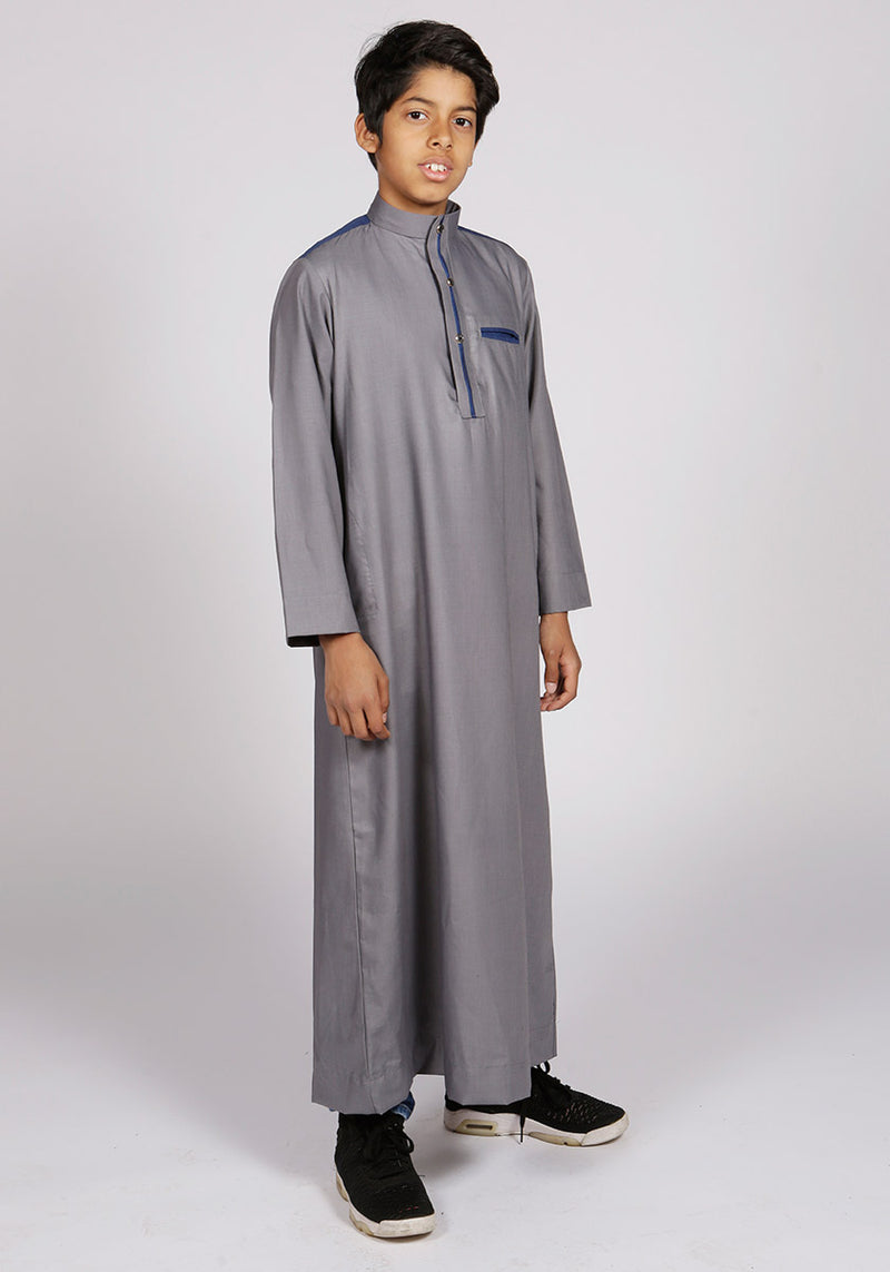 Grey Casual Jubba for Kids - Thobe London