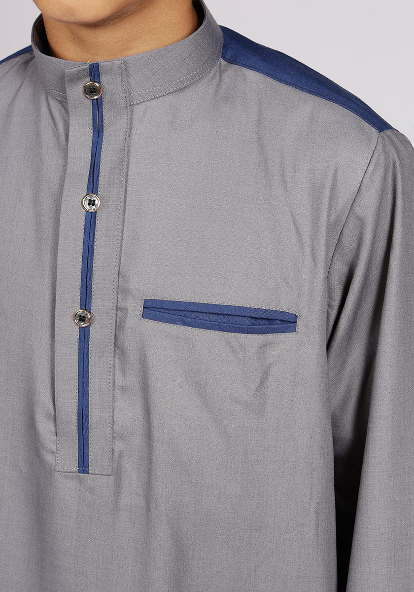 Grey Casual Jubba for Kids - Thobe London